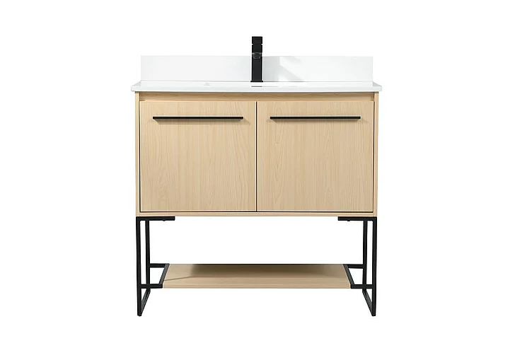 Elegant 36 In. Single Bathroom Vanity in Maple with Backsplash VF42536MMP-BS CLOSEOUT