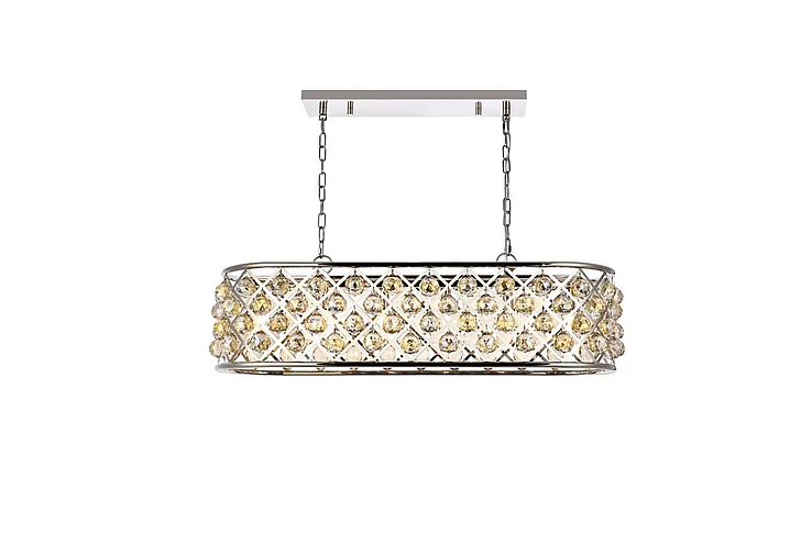 Elegant Madison 6 Light Polished Nickel Chandelier Golden Teak (Smoky) Royal Cut Crystal 1216G40PN-GT/RC
