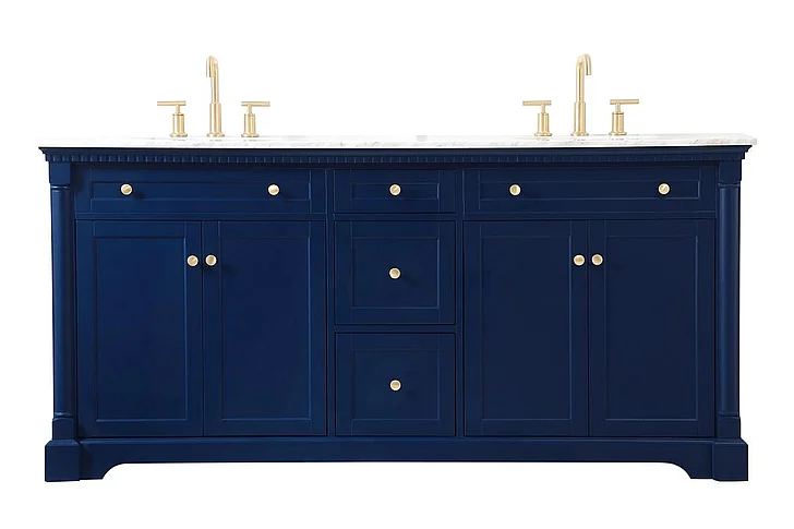 Elegant 72 In. Double Bathroom Vanity in Blue VF53072DBL