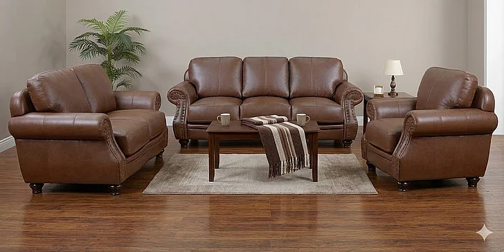 Sunset Trading Cavalier 2pc Living Room Set in Chestnut