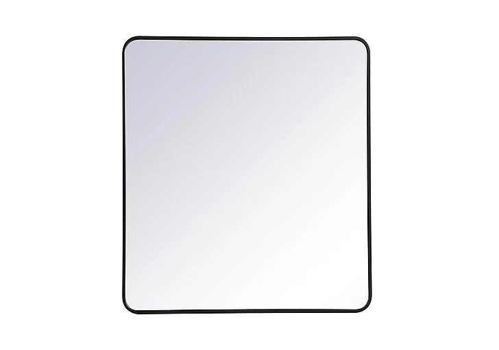 Elegant Soft Corner Metal Rectangular Mirror 36X40 In. in Black MR803640BK