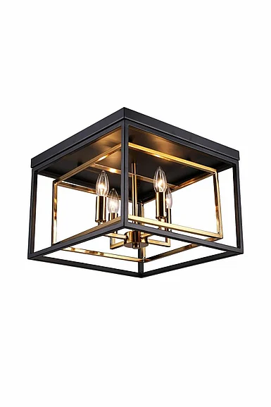 Vinci Lighting Flush Mount Ceiling Lighting in Aged Brass/Black FM1077-4AB/BK