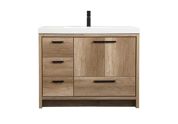 Elegant 42 In. Single Bathroom Vanity in Natural Oak VF46042NT