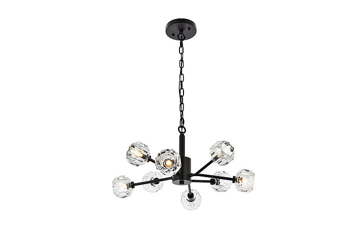 Elegant Graham 8 Light Pendant in Black 3509D24BK