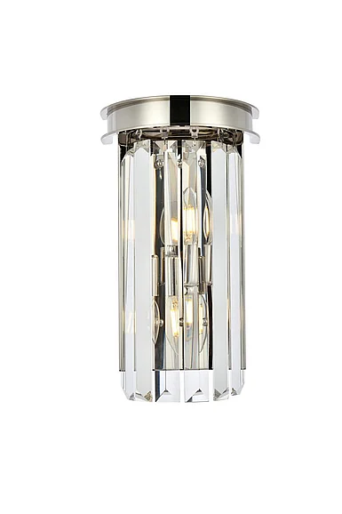 Elegant Sydney 2 Light Polished Nickel Wall Sconce Clear Royal Cut Crystal 1238W8PN/RC