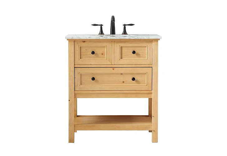 Elegant 30 In. Single Bathroom Vanity in Natural Wood VF27030NW