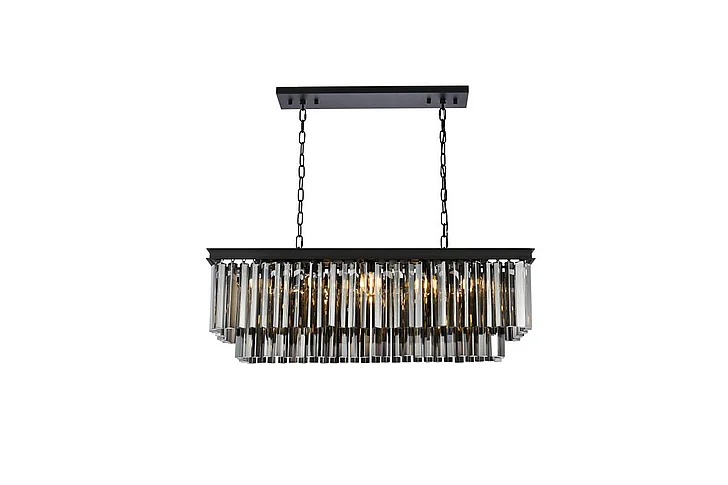 Elegant Sydney 12 Light Matte Black Chandelier Silver Shade (Grey) Royal Cut Crystal 1202D40MB-SS/RC