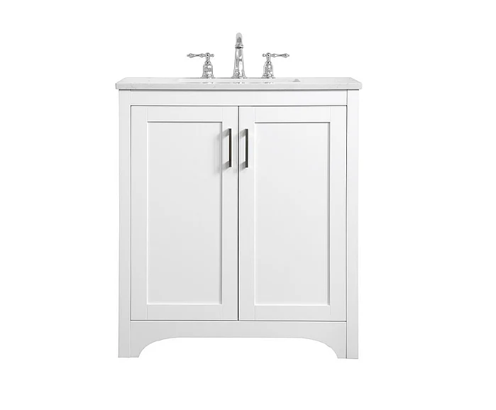 Elegant 30 In. Single Bathroom Vanity in White VF17030WH
