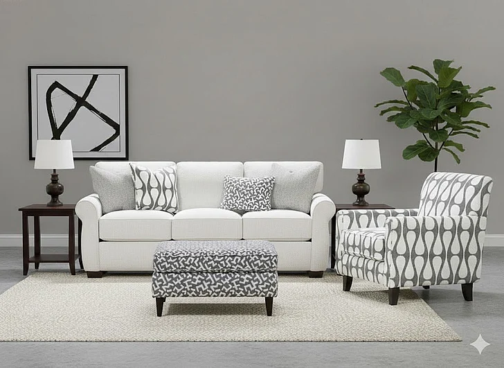 Southern Motion Contour Natural 7901 2pc Living Room Set in Off White
