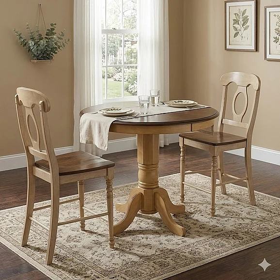Sunset Trading Brook 3pc Pub Height Dining Set in Pecan and Wheat