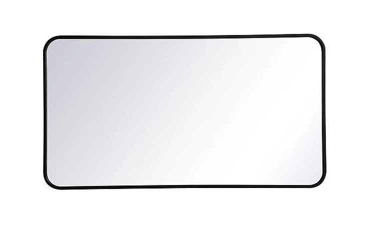 Elegant Soft Corner Metal Rectangular Mirror 22X40 In. in Black MR802240BK