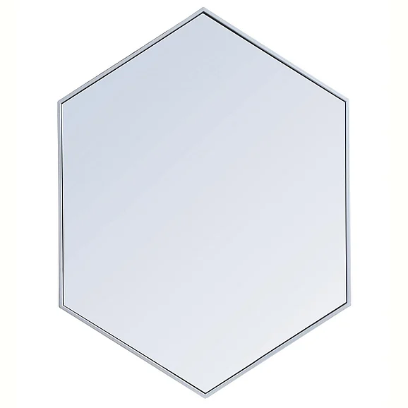 Elegant Metal Frame Hexagon Mirror 30 In. in Silver MR4430S