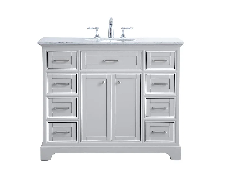 Elegant 42 In. Single Bathroom Vanity Set in Light Grey VF15042GR