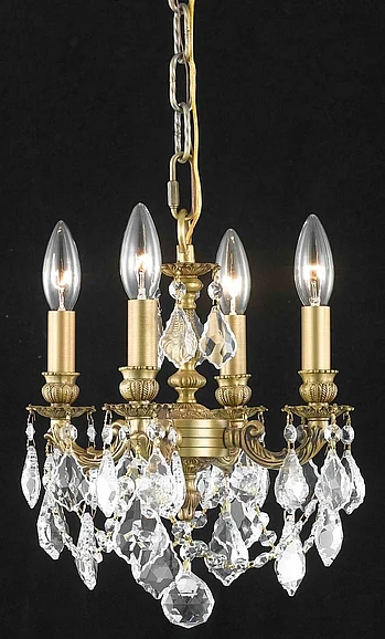 Elegant Lillie 4 Light French Gold Pendant Clear Royal Cut Crystal 9104D10FG/RC
