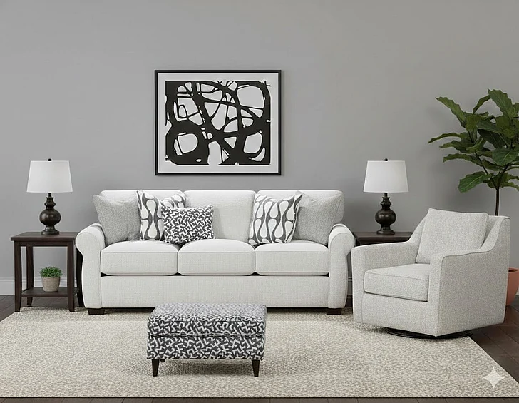 Southern Motion Contour Natural 7901 2pc Living Room Set in Off White