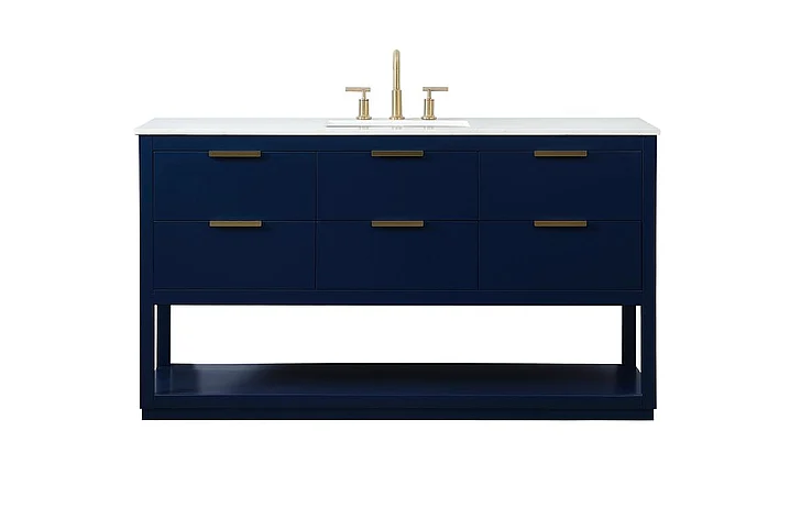 Elegant 60 In. Single Bathroom Vanity in Blue VF19260BL CLOSEOUT