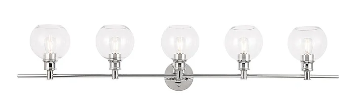 Elegant Collier 5 Light Chrome and Clear Glass Wall Sconce LD2326C