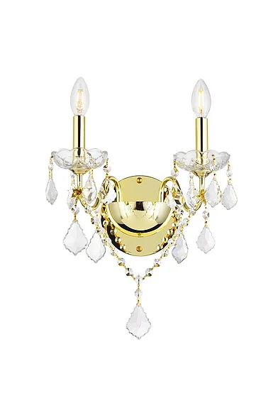 Elegant St. Francis 2 Light Gold Wall Sconce Clear Royal Cut Crystal V2015W2G/RC
