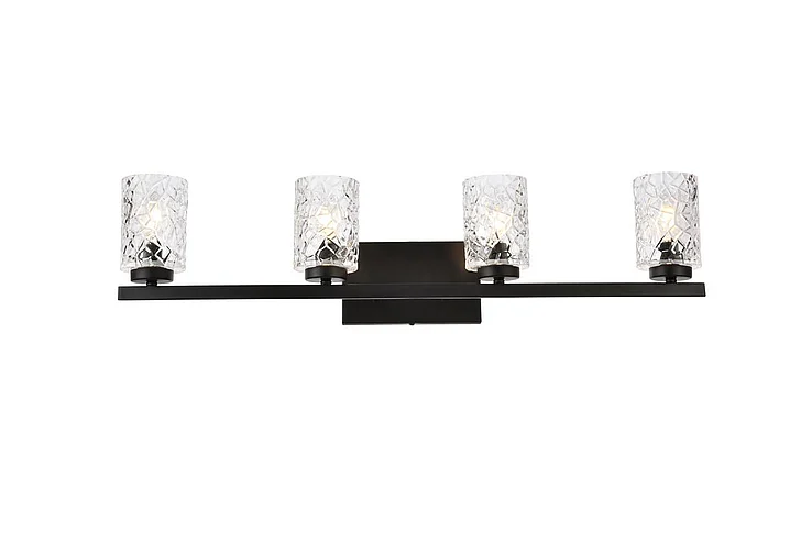 Elegant Cassie 4 Lights Bath Sconce in Black with Clear Shade LD7028W32BK