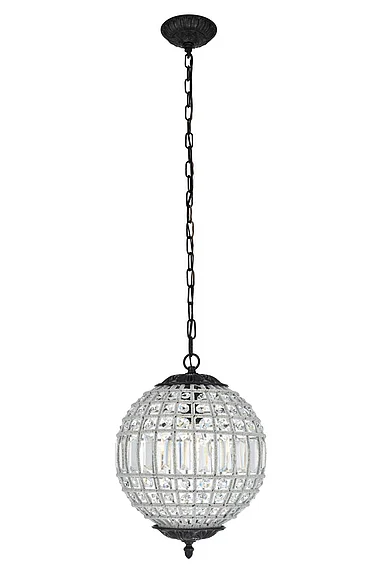 Elegant Olivia 1 Light Dark Bronze Pendant Clear Royal Cut Crystal 1205D12DB/RC