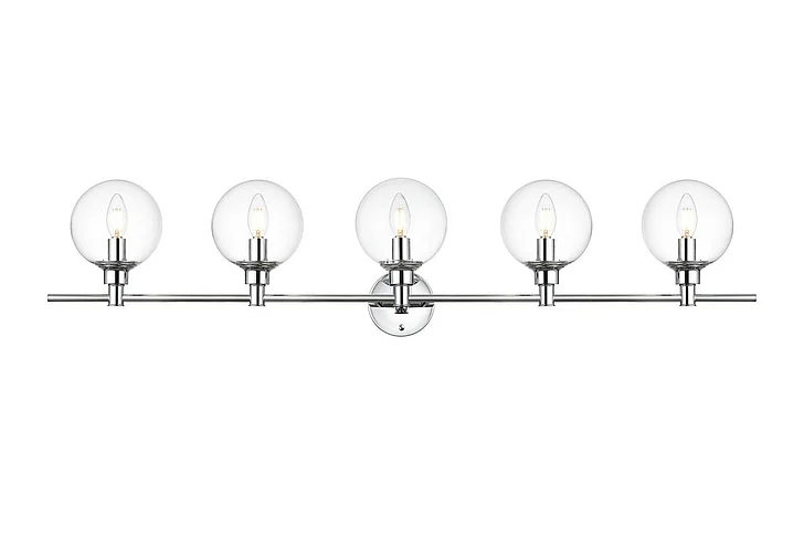 Elegant Jaelynn 5 Light Chrome and Clear Bath Sconce LD7318W47CH CLOSEOUT