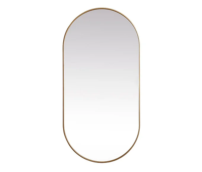 Elegant Metal Frame Oval Mirror 36X72 In. in Brass MR2A3672BRS
