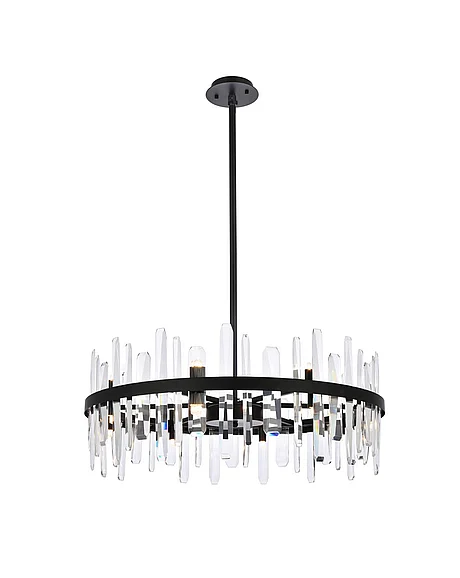 Elegant Serena 32 In. Crystal Round Chandelier in Black 2200D32BK