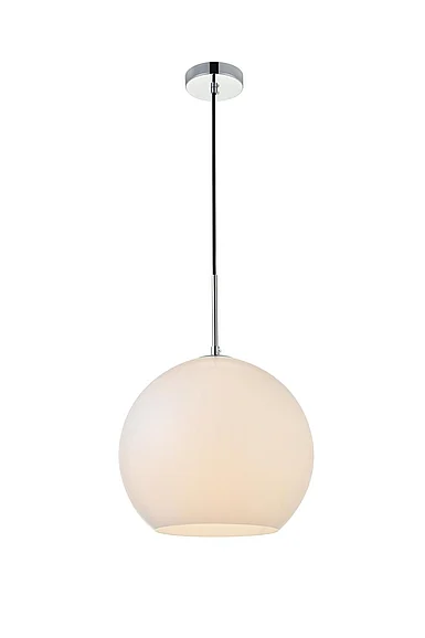 Elegant Baxter 1 Light Chrome Pendant with Frosted White Glass LD2225C