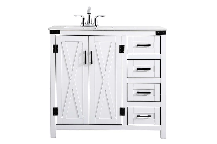 Elegant 36 In. Bathroom Vanity in White VF90236WH