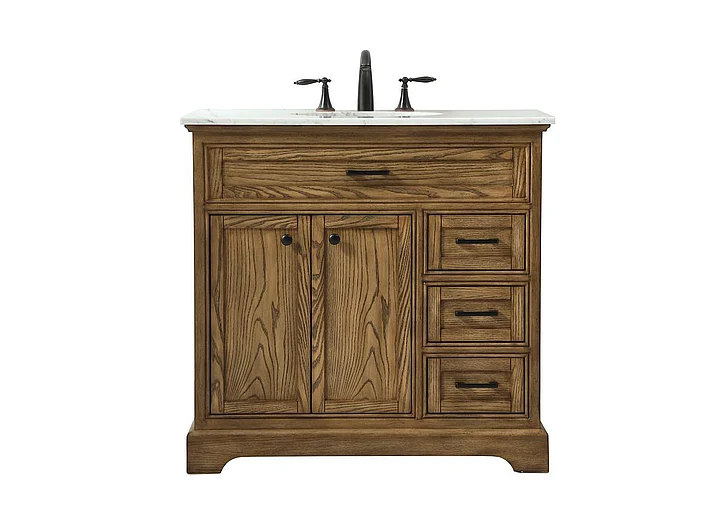 Elegant 36 In. Single Bathroom Vanity in Driftwood VF15036DW