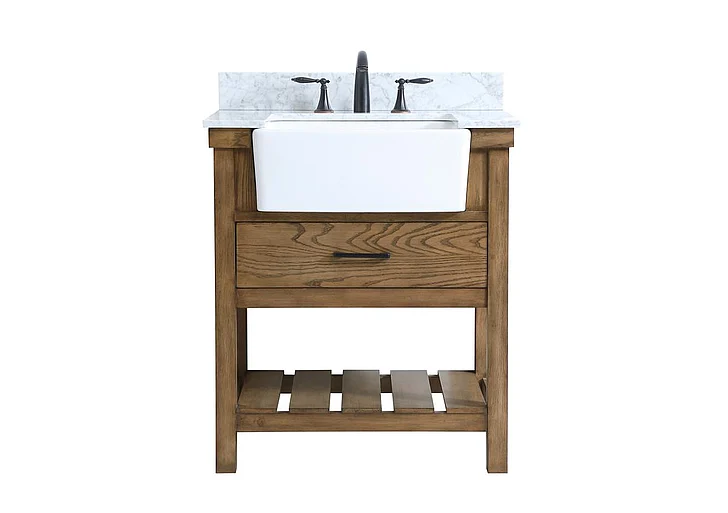 Elegant 30 In. Single Bathroom Vanity in Driftwood with Backsplash VF60130DW-BS