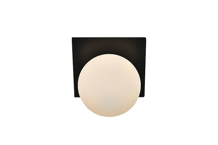 Elegant Jillian 1 Light Black and Frosted White Bath Sconce LD7304W7BLK
