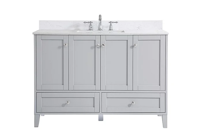 Elegant 48 In. Single Bathroom Vanity in Grey with Backsplash VF18048GR-BS