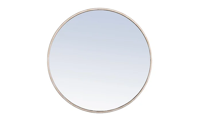 Elegant Metal Frame Round Mirror 24 In. Silver Finish MR4033S