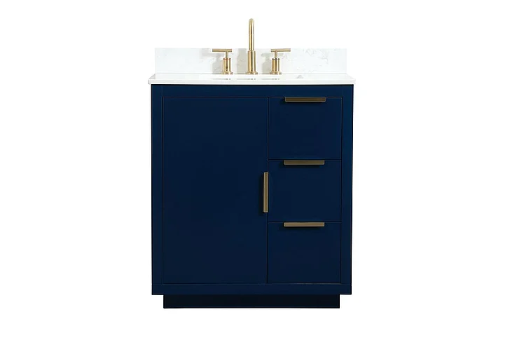Elegant 30 In. Single Bathroom Vanity in Blue with Backsplash VF19430BL-BS