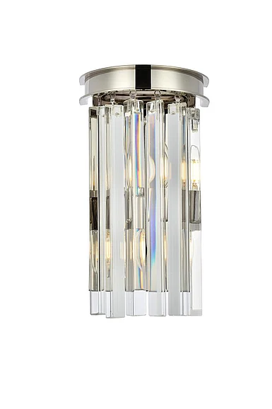Elegant Sydney 2 Light Polished Nickel Wall Sconce Clear Royal Cut Crystal 1208W8PN/RC