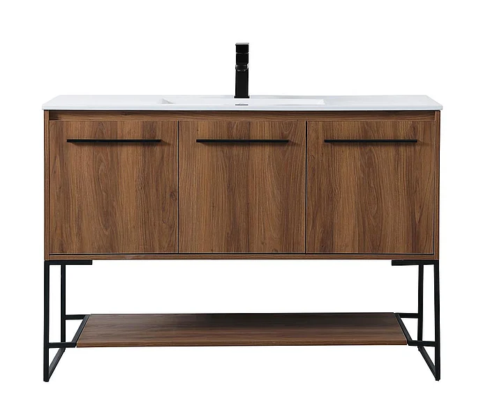 Elegant 48 In. Single Bathroom Vanity in Walnut Brown VF42048WB CLOSEOUT