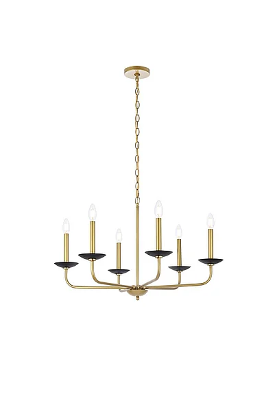 Elegant Cohen 30 In. Pendant in Black and Brass LD812D30BRK