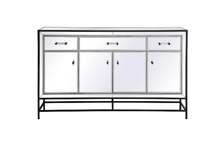 Elegant James 60 In. Mirrored Credenza in Black MF72060BK CLOSEOUT