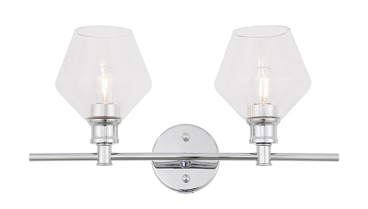 Elegant Gene 2 Light Chrome and Clear Glass Wall Sconce LD2312C