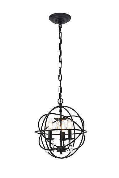 Elegant Wallace 3 Light Matte Black Pendant LD5055D12MB CLOSEOUT