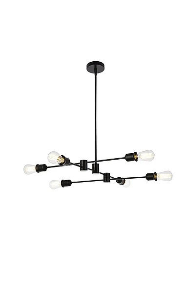 Elegant Xavier 6 Lights Pendant in Black LD7051D31BK CLOSEOUT