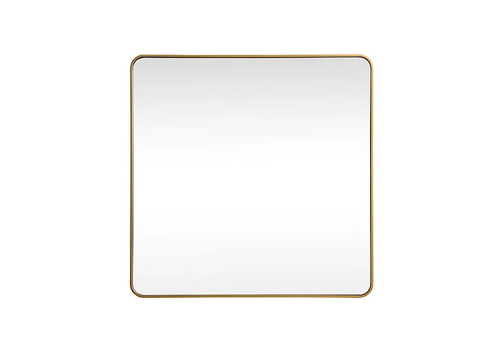 Elegant Soft Corner Metal Square Mirror 48X48 In. in Brass MR804848BR