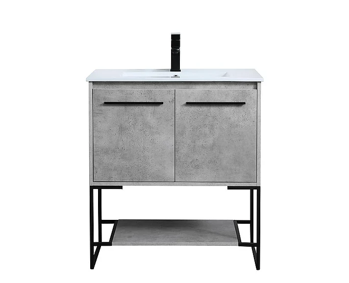 Elegant 30 In. Single Bathroom Vanity in Concrete Grey VF42030CG