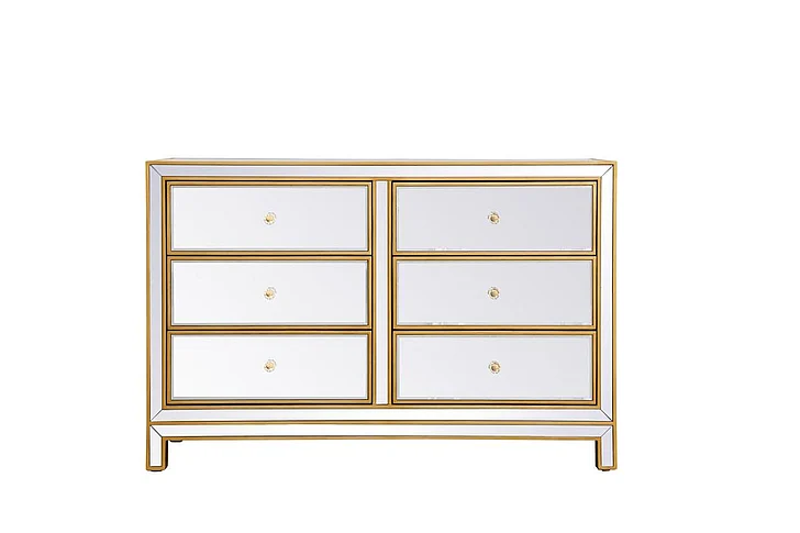 Elegant Cabinet 6 Drawers 48In. W x 18In. Din. x 32In. H in Gold MF72017G