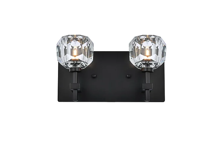 Elegant Graham 2 Light Wall Sconce in Black 3509W11BK CLOSEOUT