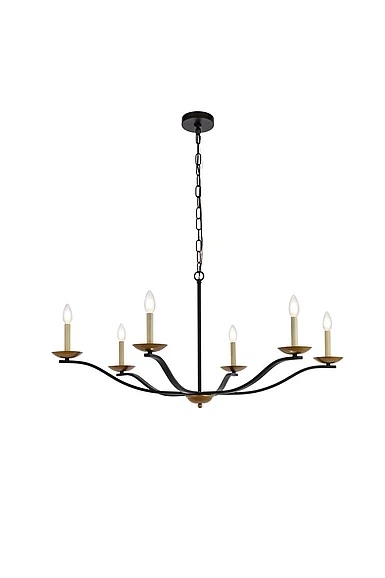 Elegant Trey 42 In. Pendant in Black and Brass LD641D42BRK CLOSEOUT