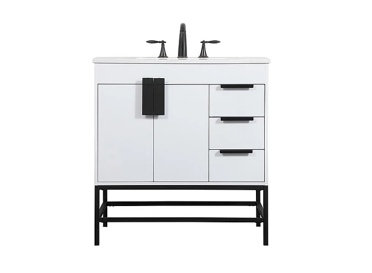 Elegant 32 In. Single Bathroom Vanity in White VF48832MWH