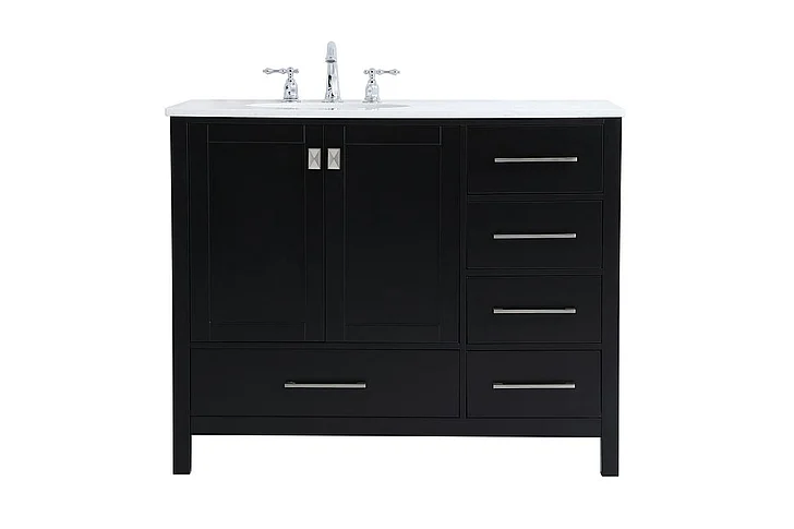 Elegant 42 In. Single Bathroom Vanity in Black VF18842BK