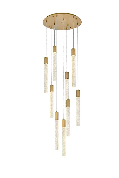 Elegant Weston 9 Lights Pendant in Satin Gold 2067D24SG